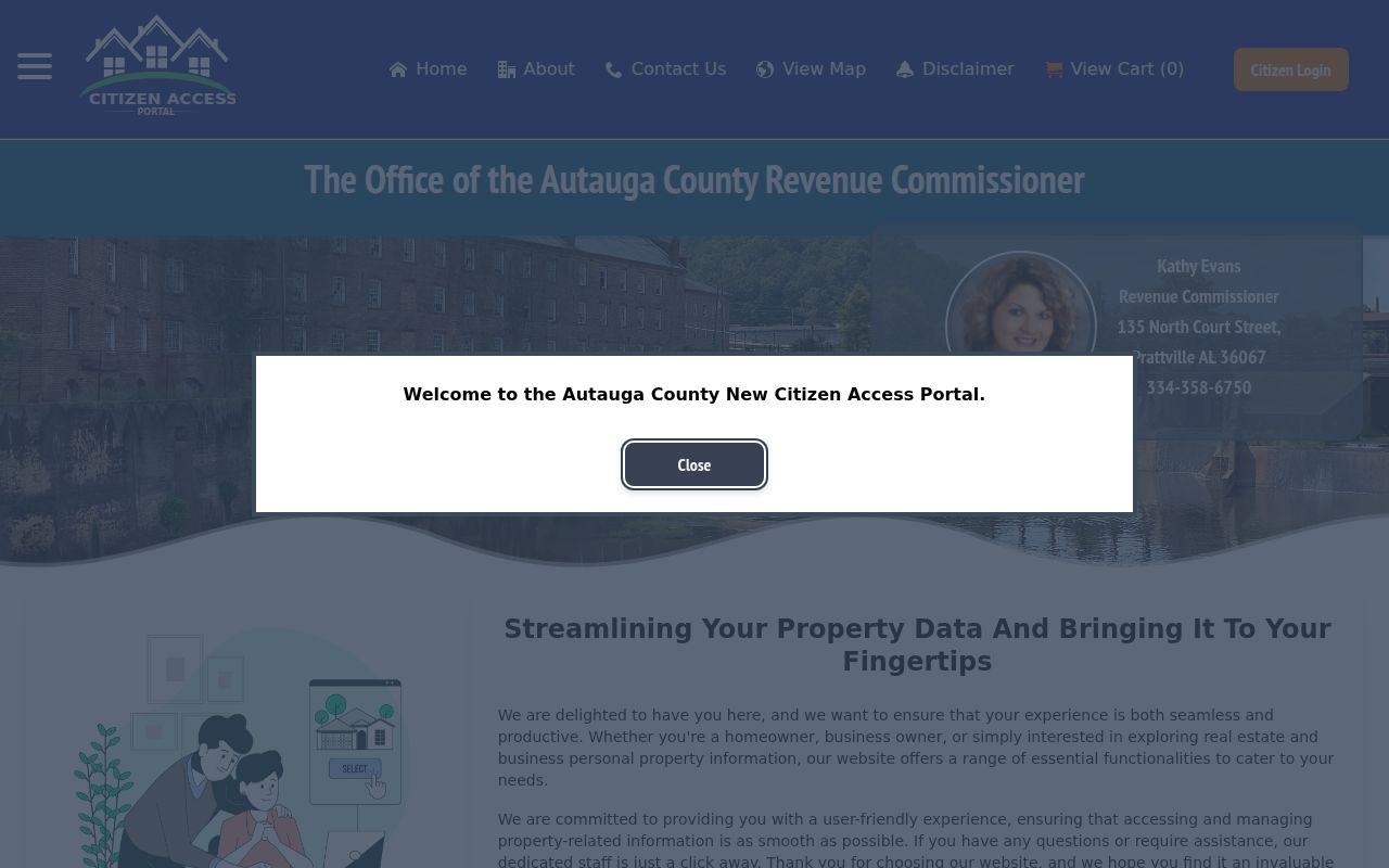 Autauga County Revenue Commissioner property tax search portal