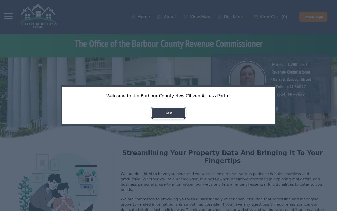 Barbour County Revenue Commissioner property tax search portal