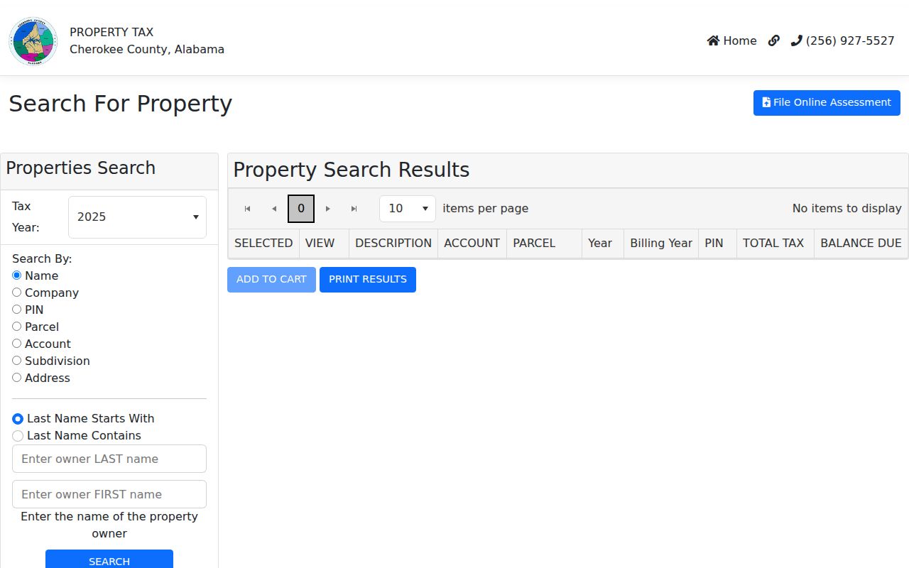 Cherokee County Revenue Commissioner property tax search portal