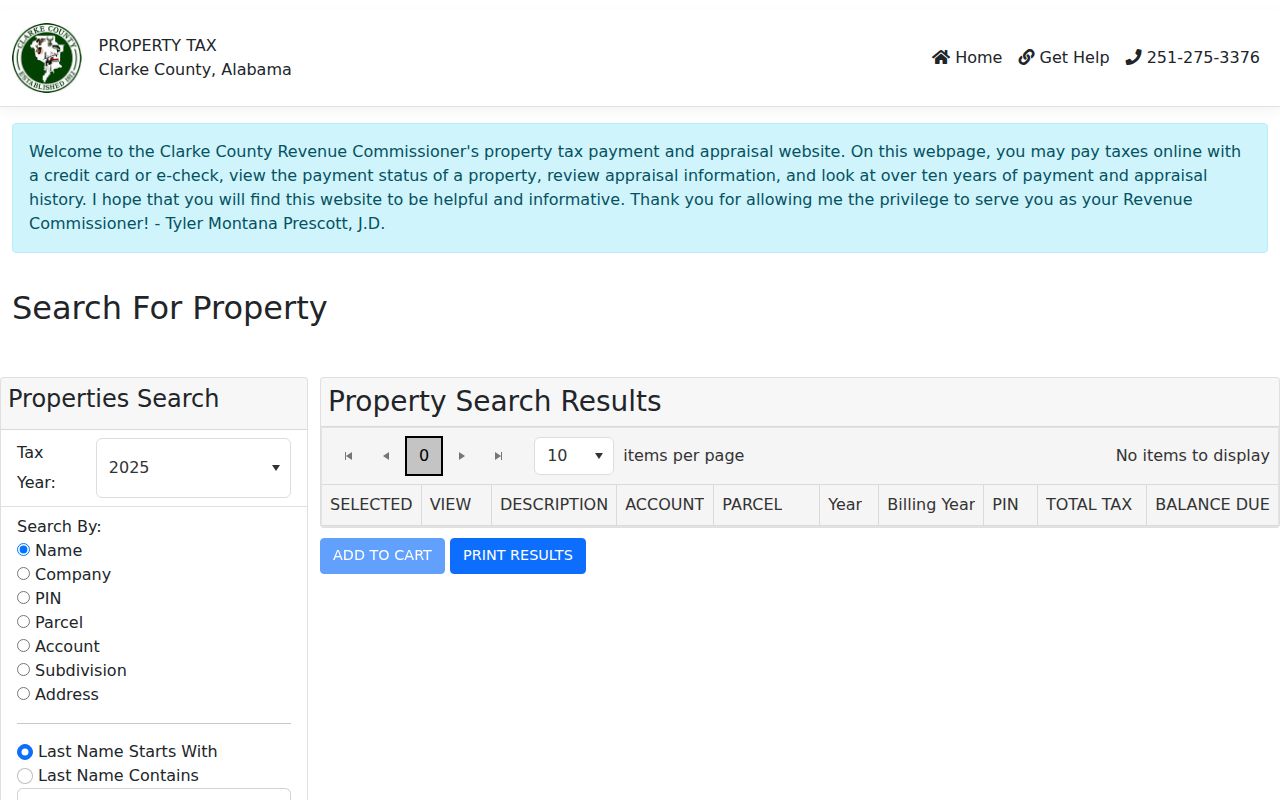 Clarke County Revenue Commissioner property tax search portal