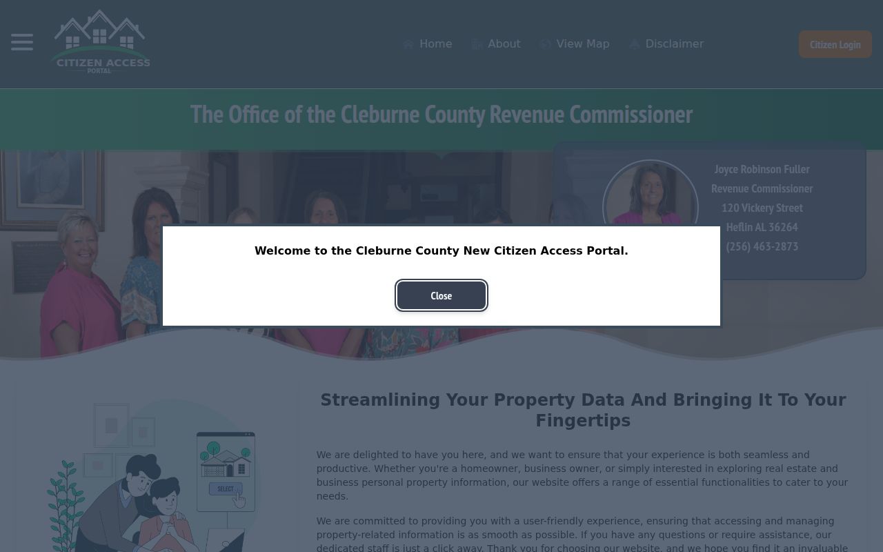 Cleburne County Revenue Commissioner property tax search portal