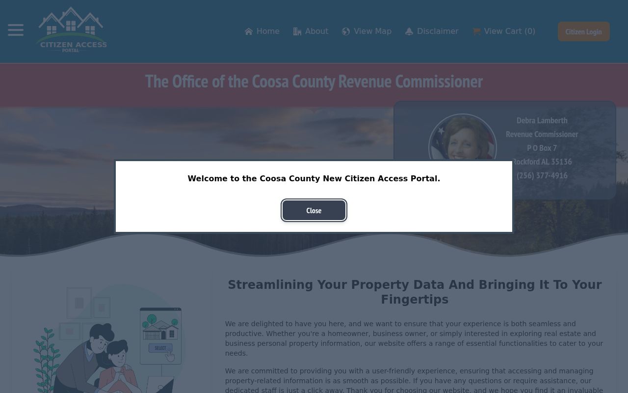 Coosa County Revenue Commissioner property tax search portal