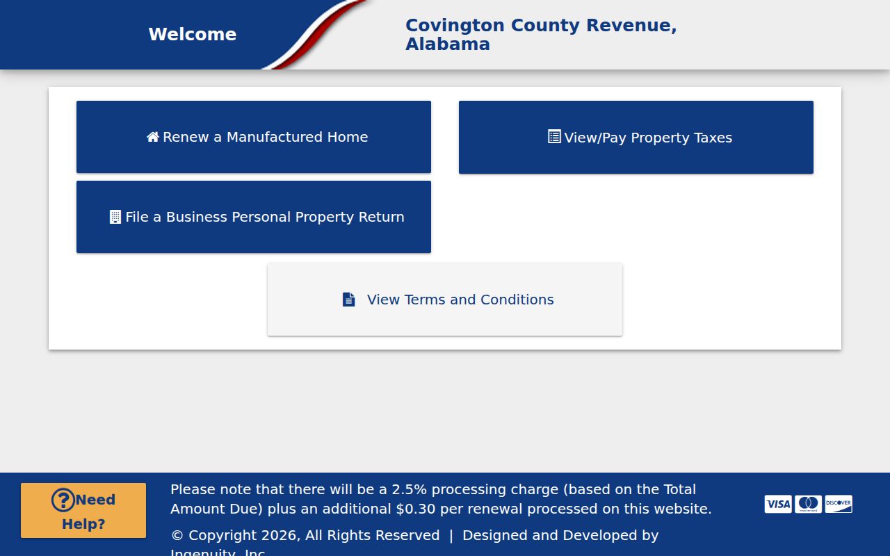 Covington County Revenue Commissioner property tax search portal