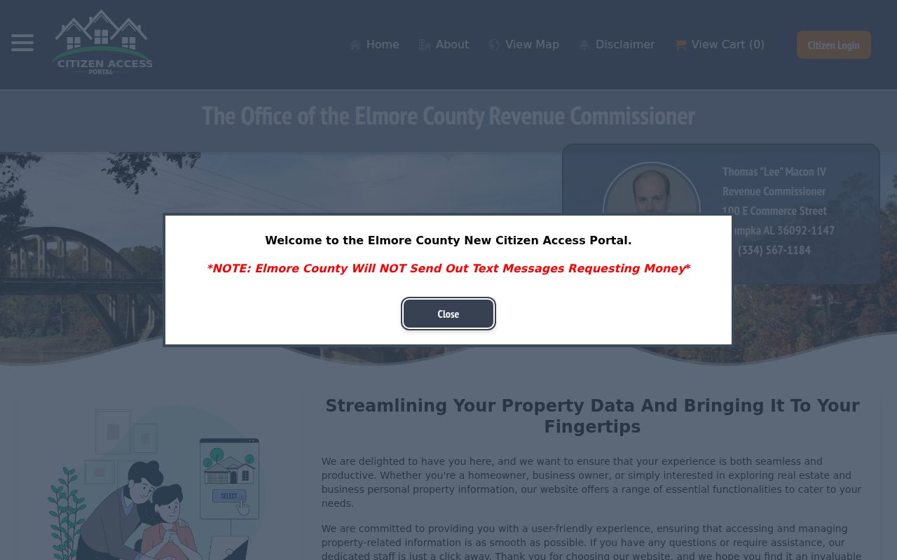 Elmore County Revenue Commissioner property tax search portal