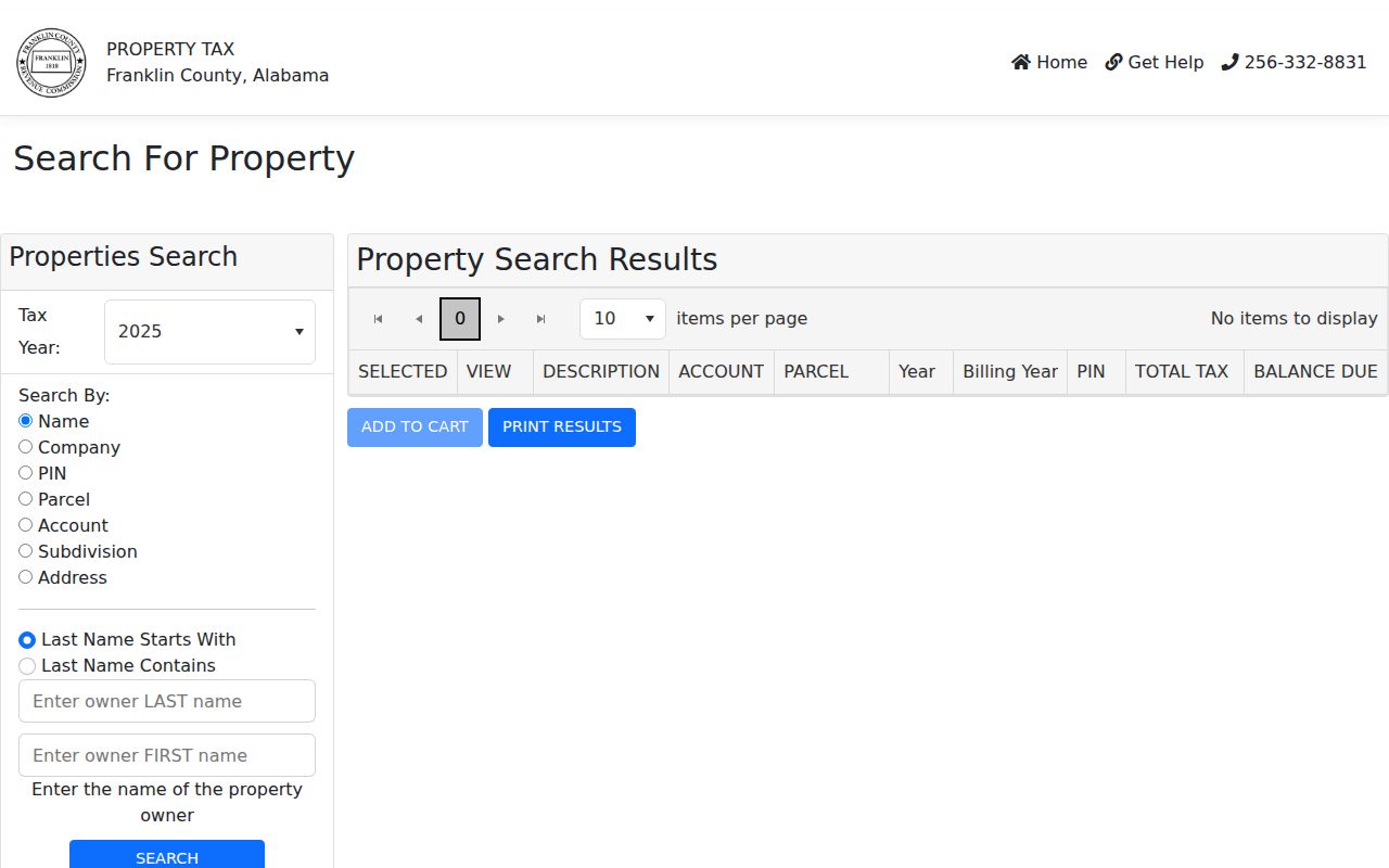 Franklin County property tax search portal