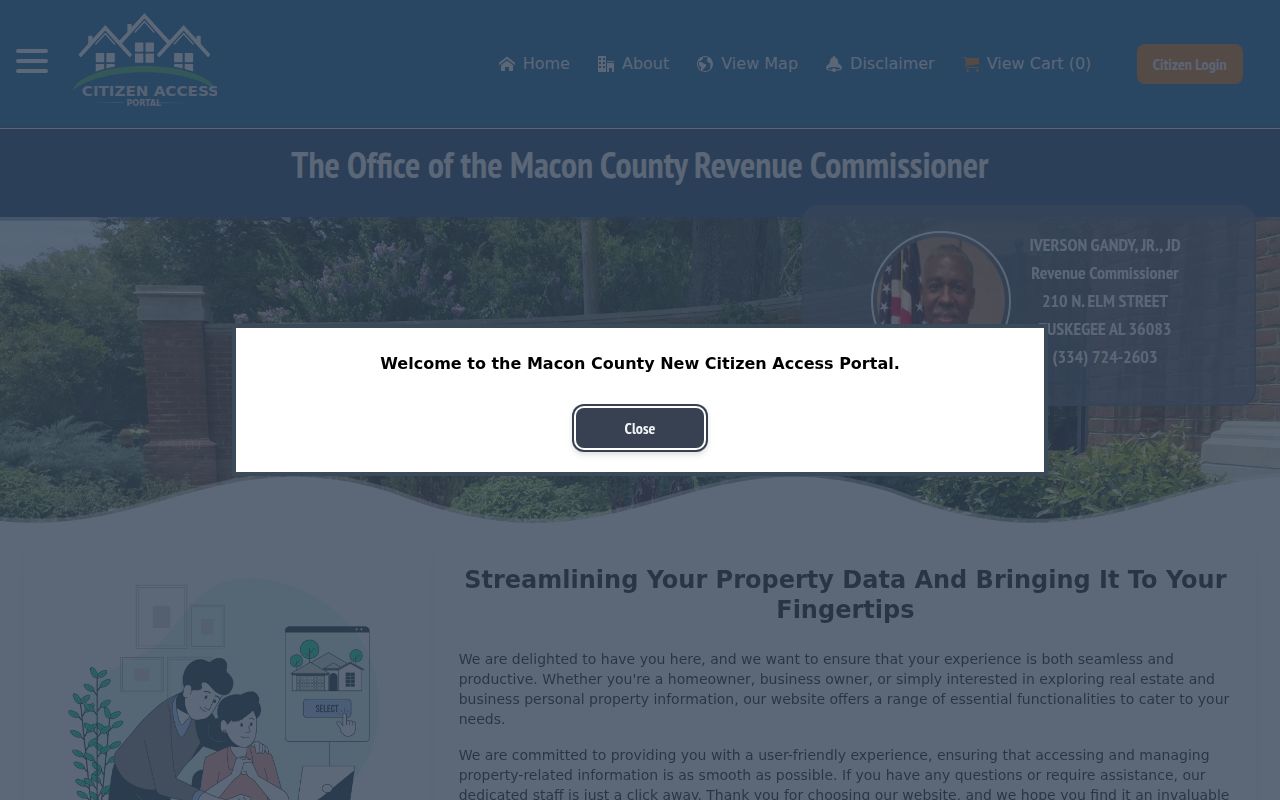 Macon County Revenue Commissioner property tax search portal