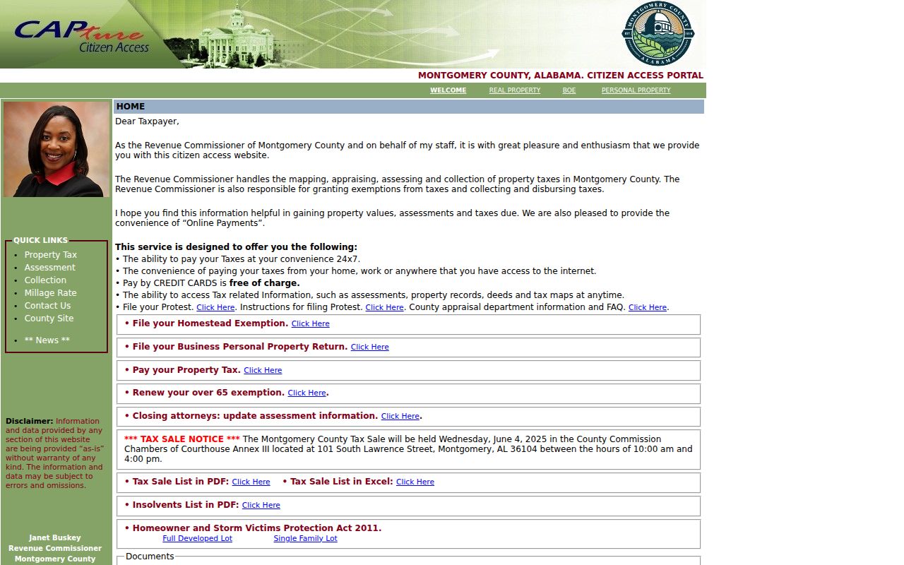 Montgomery County Revenue Commissioner property tax portal