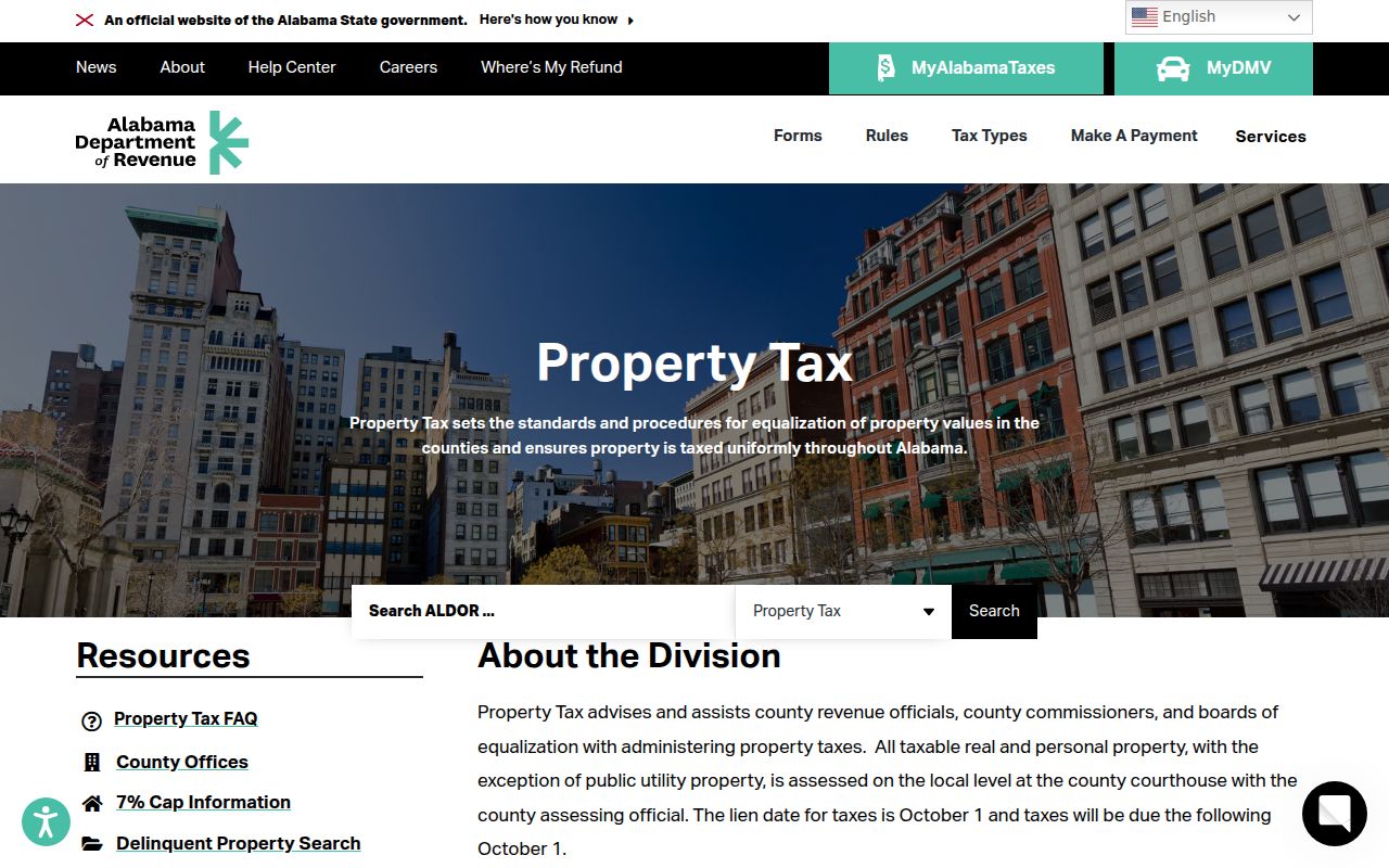 Alabama Department of Revenue Property Tax Division homepage